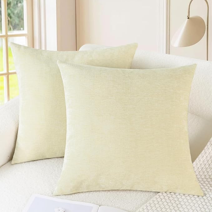 CaliTime Throw Pillow Covers Decorative 24 X 24 Inches Pack of 2 Cozy Chenille by CaliTime