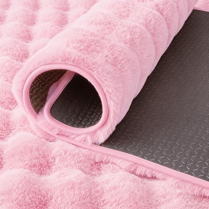 Pink Rabbit Plush Rug 3'x5', Fluffy Shaggy Area Rug - Image 7