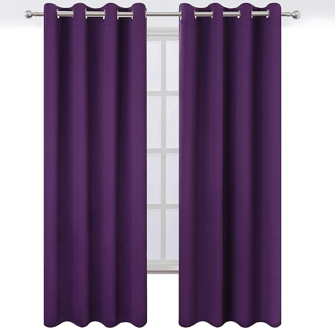 LEMOMO Purple Blackout Curtains 52 x 84 Inch Length/Set of 2 Curtain - Image 2