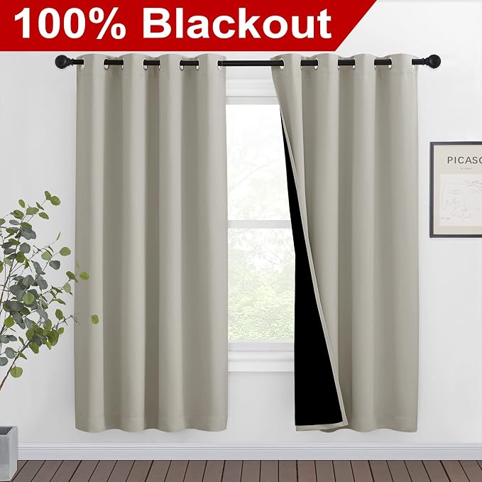 NICETOWN 100% Blackout Window Curtain Panels, Full Light Blocking Drapes - Image 2