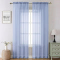 Lecloud Denim Blue Sheer Curtains 90 Inches Long 2 Panels, Voile Rod Pocket by Lecloud