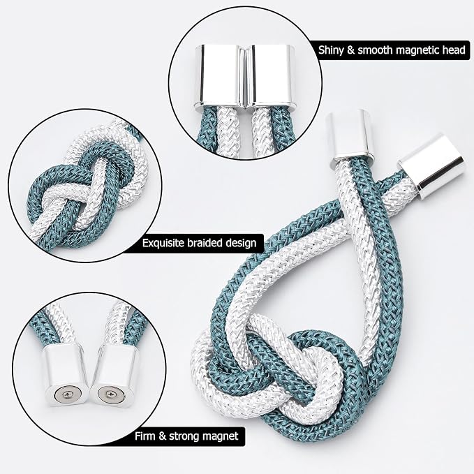 NICEEC 4 Pack Mini Magnetic Curtain Tiebacks Nordic Simple Style Drape Tie - Image 3