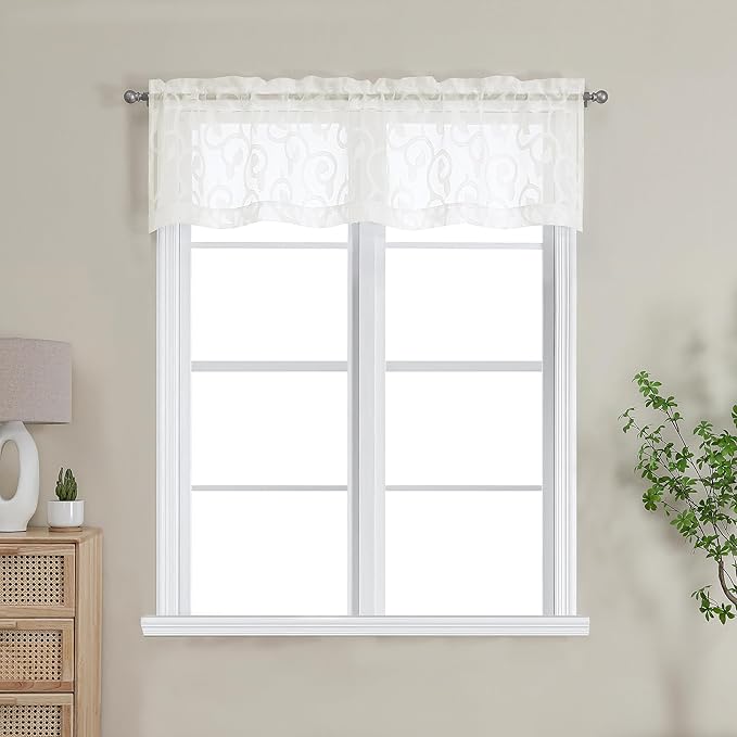 OWENIE Furman Ivory Sheer Curtains Valances by OWENIE