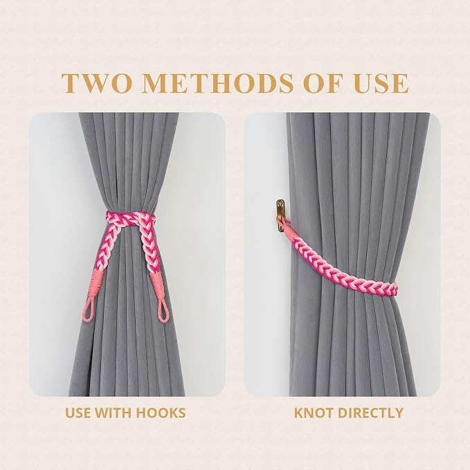 NICEEC 4 Pack Natural Cotton Rope Curtain Tiebacks Elegant Boho Style - Image 5