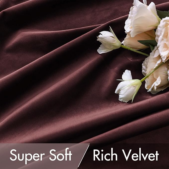MIULEE Velvet Curtains 52x96 inches 2 Panels Ruby Wine Blackout Curtains | - Image 4