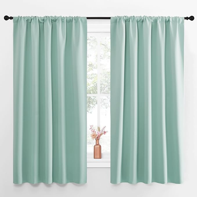 NICETOWN Blackout Curtains for Living Curtains, Aqua Blue, 52 by 63 Inch by NICETOWN
