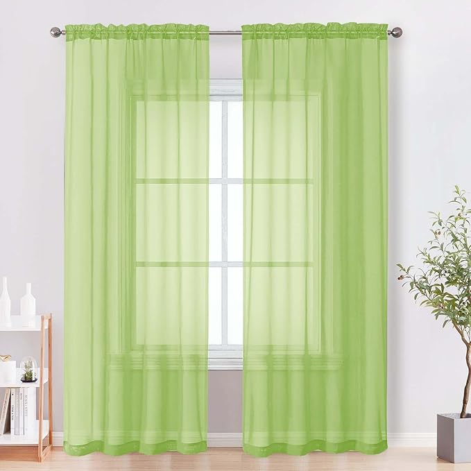 OVZME Sheer Curtains 84 Inches Long 2 Panels Set, Light Filtering Transparent by OVZME