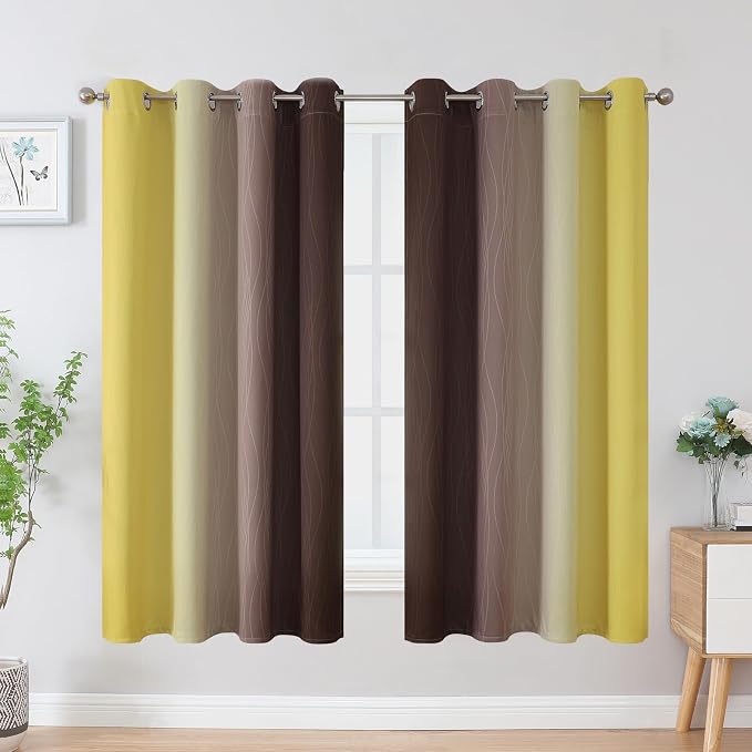 Estelar Textiler Brown and Yellow Blackout Curtains - Image 2