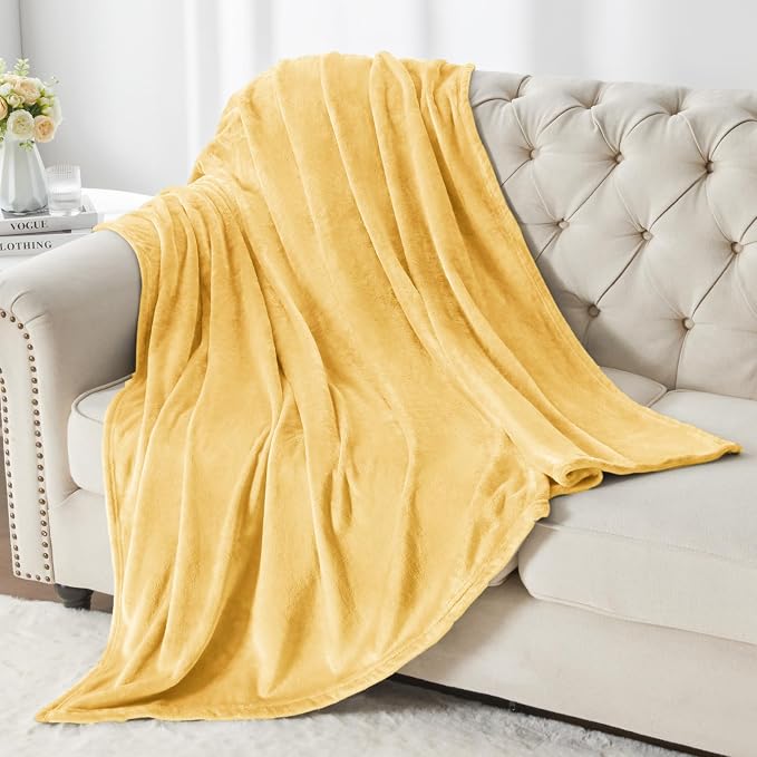 BEDELITE Fleece Blanket Cream Yellow Throw Blankets - Image 5