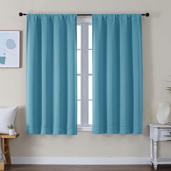 Simplebrand Ava Turquoise Short Blackout Curtains by Simplebrand