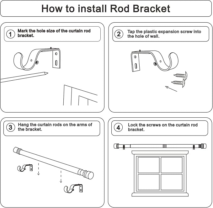 Byondeth Curtain Rods for Windows 16 to 170 Inches Adjustable Length 1 Inch - Image 7