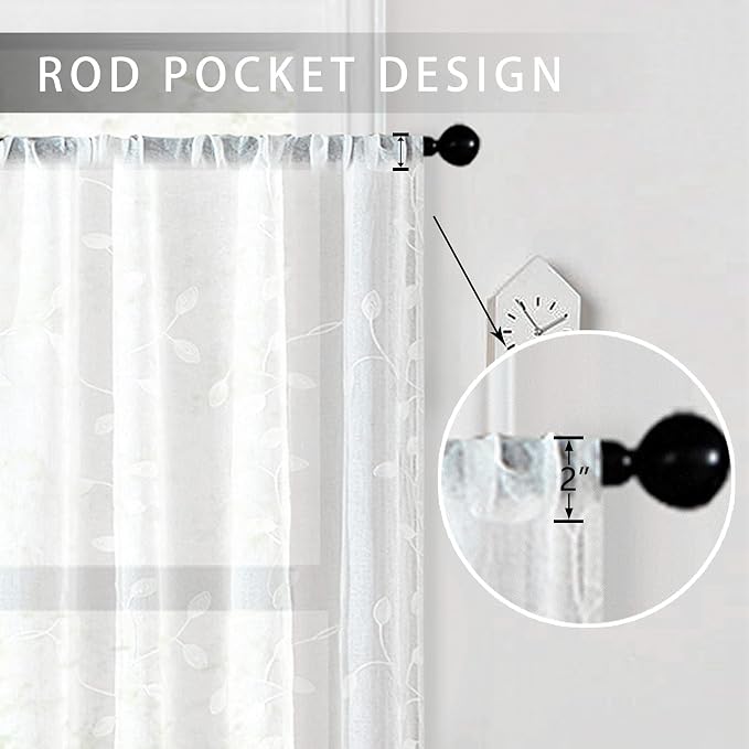 MRTREES Sheer Valance Curtain, Christmas Sheer Curtains Valances Rod Pocket - Image 2