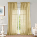 OWENIE Extra Long Gold Sheer Curtains 96 Inches Long 2 Panels Set, Soft by OWENIE