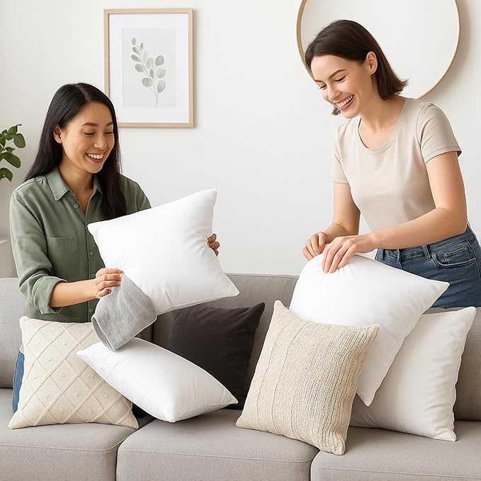 LANE LINEN 4 Pack 18x18 White Throw Pillow Inserts - Image 8