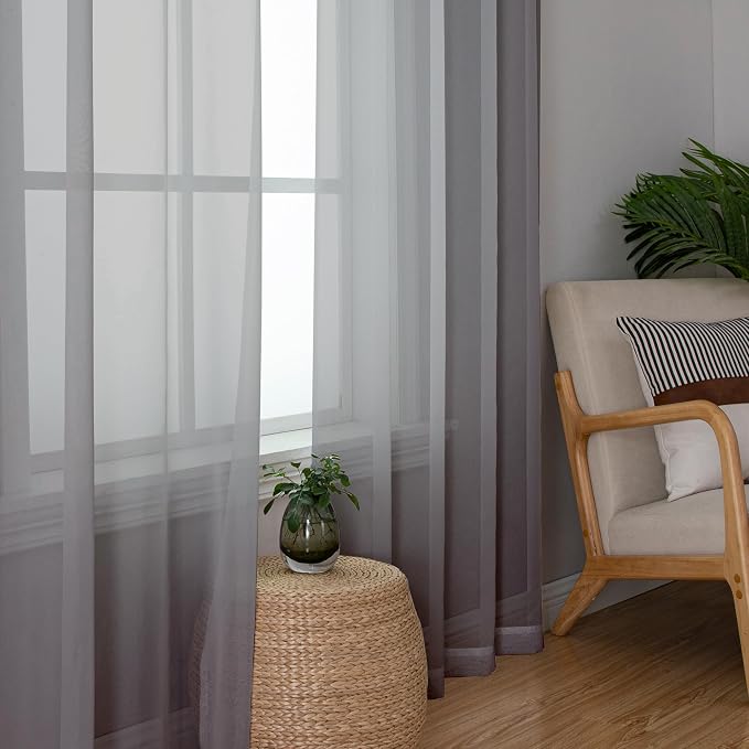 Aiyufeng Basic Rod Pocket Sheer Voile Window Curtain Panels White 1 Pair 2 - Image 3