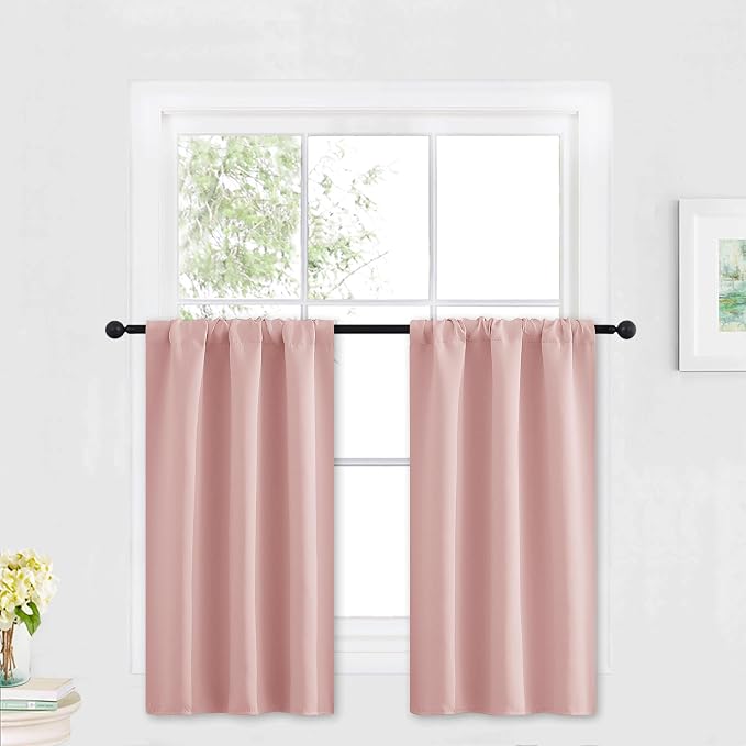 RYB HOME Kitchen Blackout Curtains Over Sink 36 inch Length, Rod Pocket Summer by RYBHOME