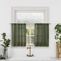 LAMIT Olive Green Linen Kitchen Curtains 24 Inch Length, Semi Sheer Light by LAMIT