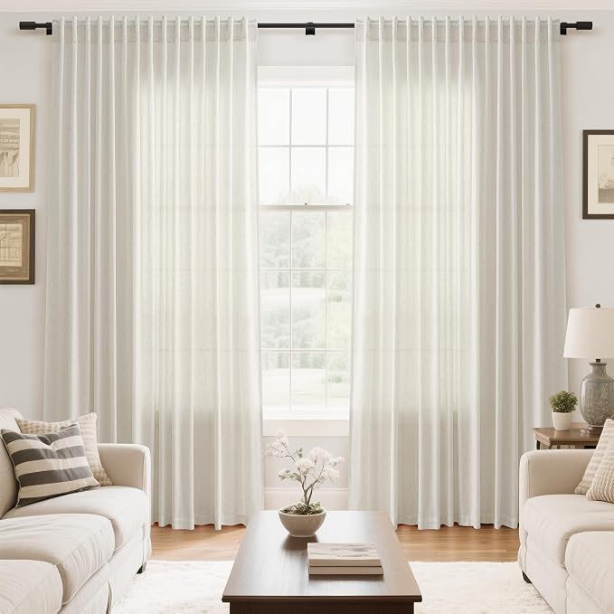 Nanspring Extra Wide 100x96 Inch Linen Curtains - Image 7