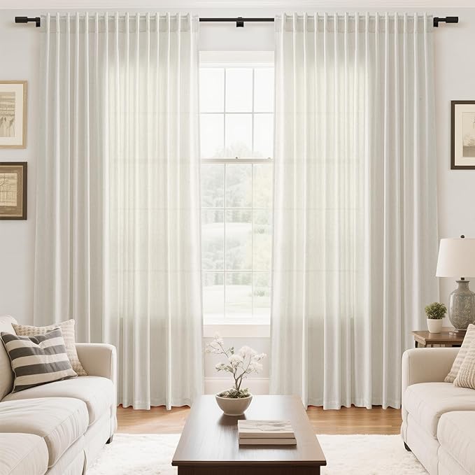 Nanspring Cream Extra Wide Linen Curtains - Image 7