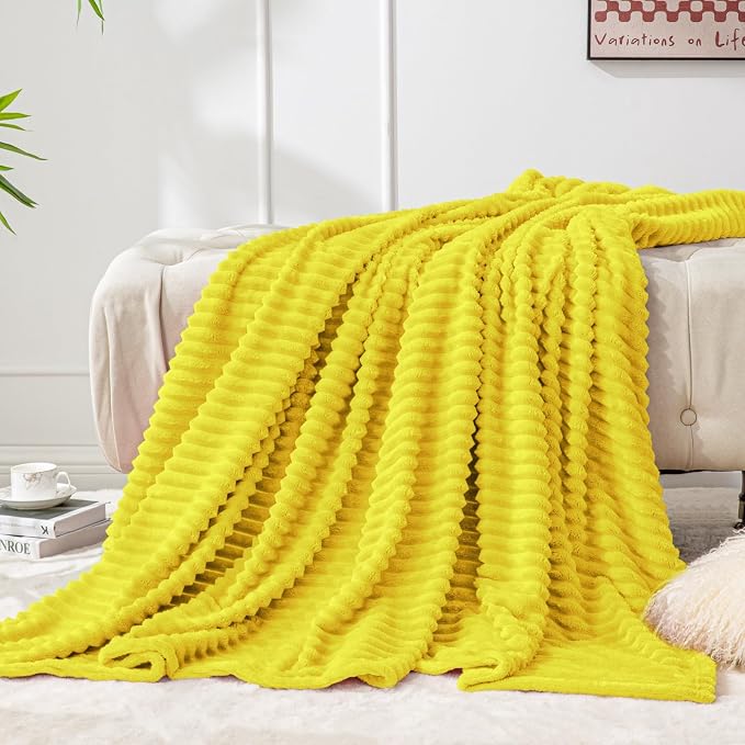BEDELITE Fleece Blanket Twin Size – 3D Ribbed Jacquard Soft and Warm Decorative - Image 7