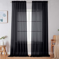 Simplebrand Black Sheer Curtains 120 Inches Long, Extra Long Rod Pocket Solid by Simplebrand