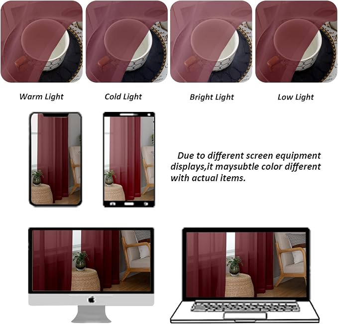 Chyhomenyc Burgundy Sheer Valances - Image 4