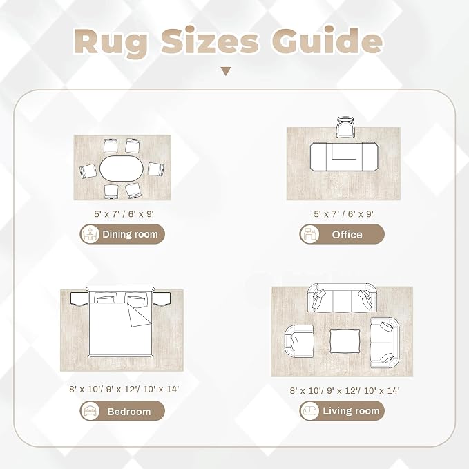 Area Rugs 10x14 Living Room: Washable Rug Modern Abstract Neutral Soft Non-Slip - Image 8