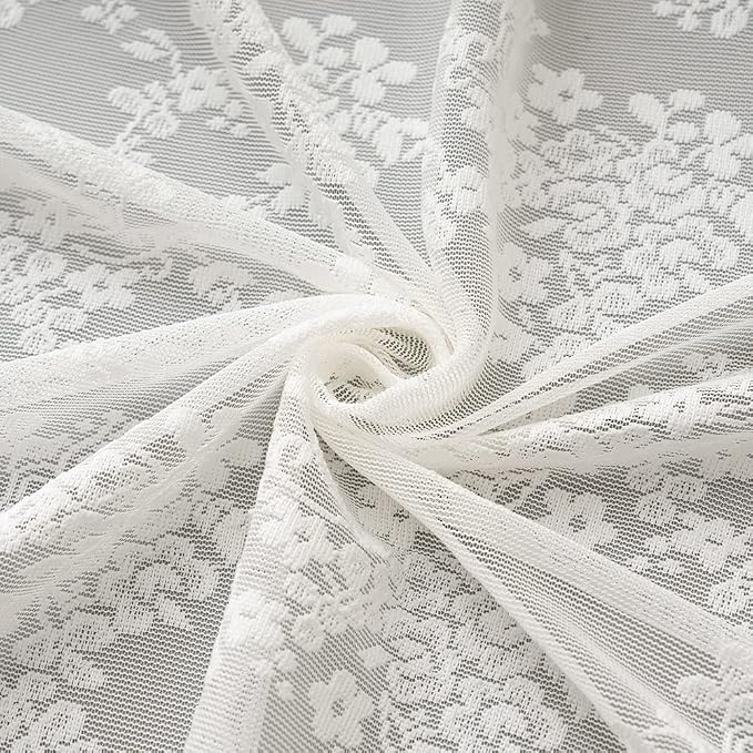 YJ YANJUN Vintage Lace Curtains 63 Inches Length- Elegant Victorian Floral - Image 7