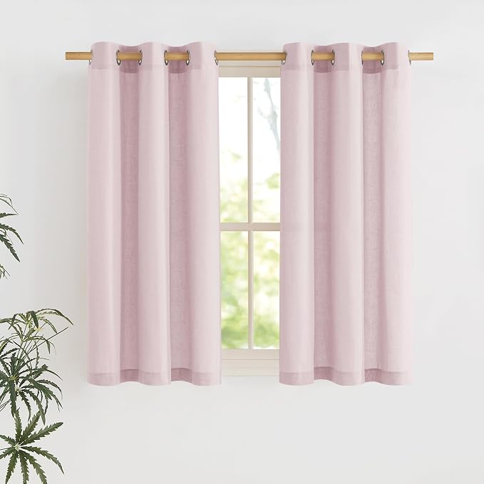 NICETOWN Blush Pink Short Linen Curtains by NICETOWN