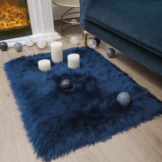 Ashler Faux Fur Rectangular Rug, Fluffy Shaggy 2 x 2.9 ft, Ultra Soft, Machine - Image 2