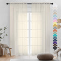 OVZME Cream Sheer Curtains 84 Inches Long 2 Panels by OVZME