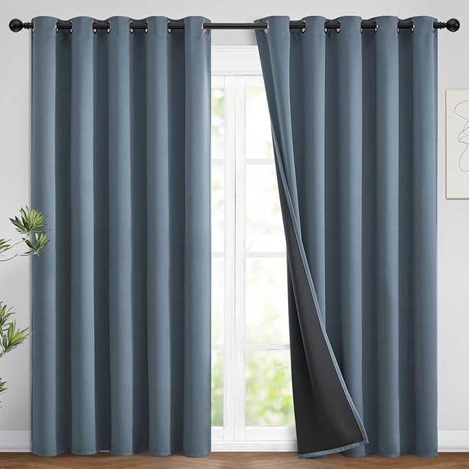 Yakamok 100% Blackout Lined Panels, Room Darkening Thermal Insulated Blackout by Yakamok