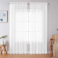 Simplebrand White Sheer Curtains 90 Inches Long, Light Filtering Rod Pocket by Simplebrand
