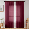 Sheer Burgundy Curtains for Bedroom Living Room 90 Inches Long 2 Panels Set by WelvetBLK