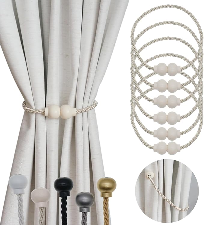 6 Pack Magnetic Curtain Tiebacks Modern Handmade Rope Curtain Tie Backs by HIASTRA