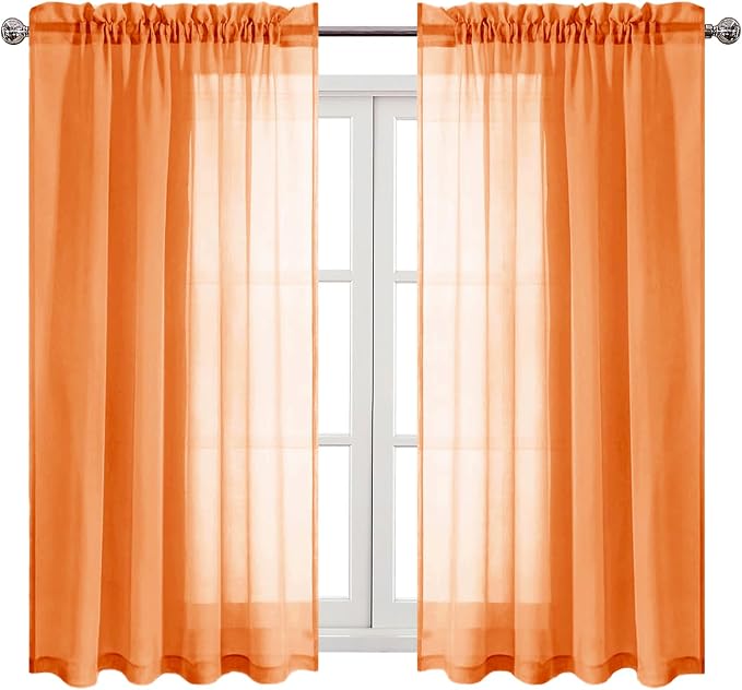 DWCN Sheer Curtains 54 inch Length 2 Panels Set, W52 x L54 - Image 9