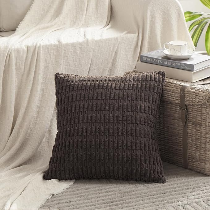 Fancy Homi 4 Packs Boho Dark Brown Decorative Throw Pillow Covers 14x14 Inch - Image 2