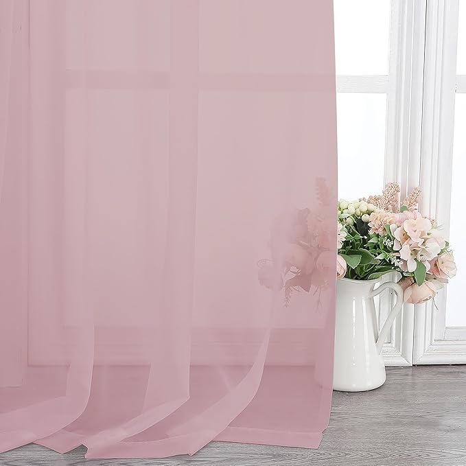 Chyhomenyc Blush Pink Sheer Curtains 120 Inches Long - Image 7