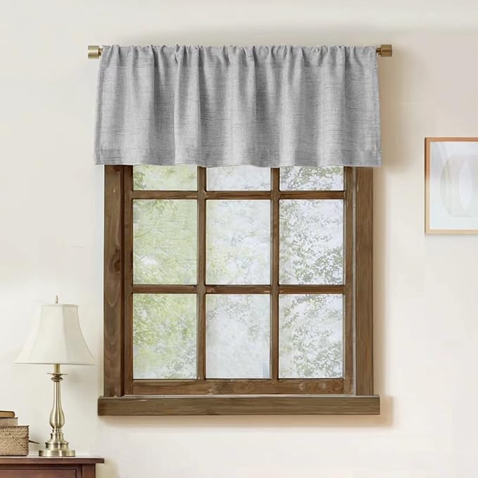 Faux Linen Valance for Windows Kitchen Living Room Valances Rod Pocket by Oindec