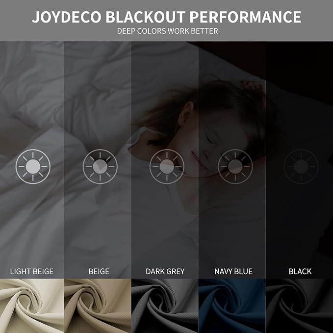 Joydeco Blackout Curtains 72 Inch Length 2 Panels Set, Thermal Insulated Long - Image 2