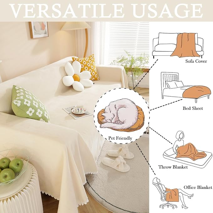 HANDONTIME Beige Couch Covers for 3 Cushion Couch - Image 5