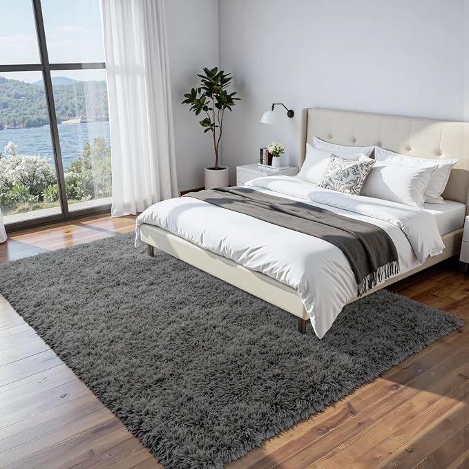 6x9 Area Rugs for Living Room Rug: Soft Fluffy Shag Gray Rugs for Bedroom - Image 2