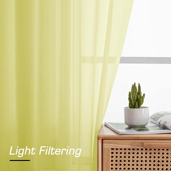 Simplebrand Lemon Short Sheer Curtains 45 Inch Length - Image 5