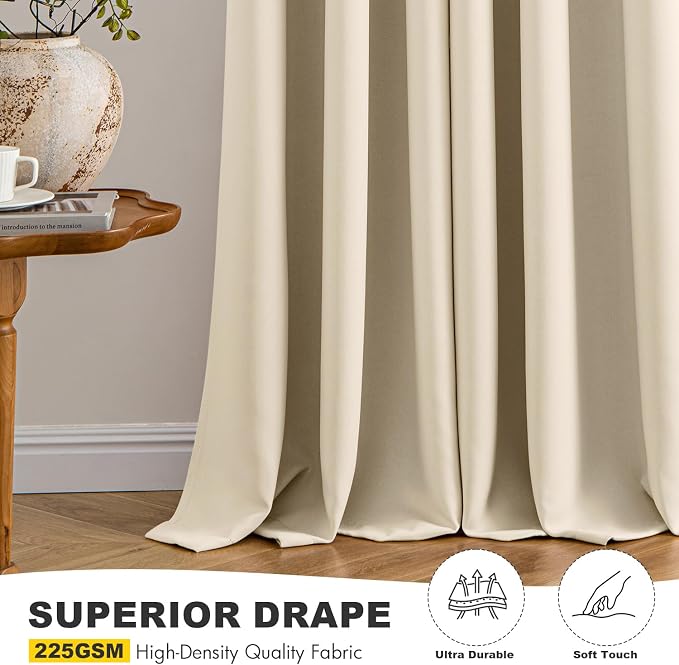 MIULEE Blackout Curtains for Bedroom 2 Panels 34 x 45 Inch Long Cream Beige | - Image 5