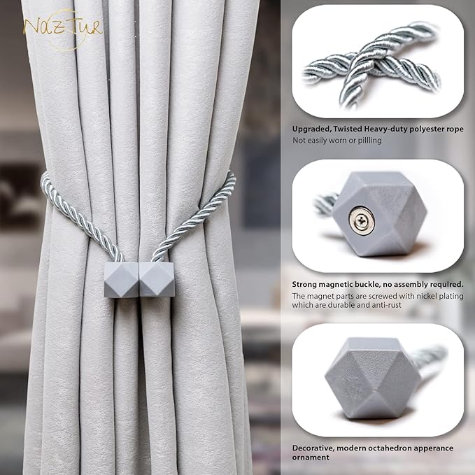 NazTur Magnetic Curtain Tiebacks- Upgrade 2022 - Image 2