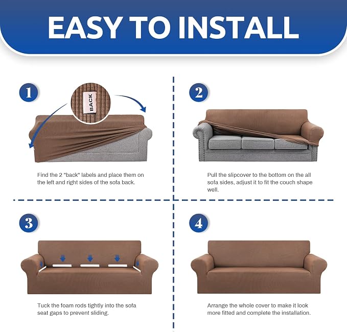 KEKUOU Stretch Loveseat Sofa Cover Slipcover, Couch Covers - Image 7
