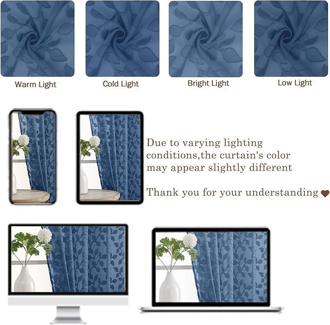 Chyhomenyc Dusty Blue Sheer Curtains 84 Inch Length 2 Panels Set, Light - Image 3