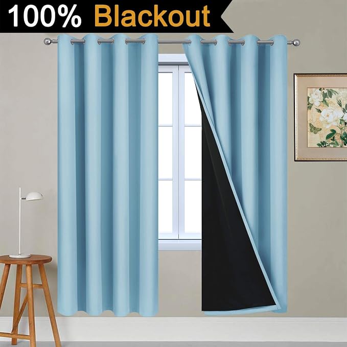 Yakamok 100% Blackout Lined Panels, Thermal Insulated Blackout Curtains - Image 2