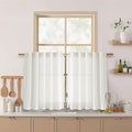 Beige White Linen Curtains for Kitchen Windows Over Sink Neutral 30 Inch Length by Nanspring