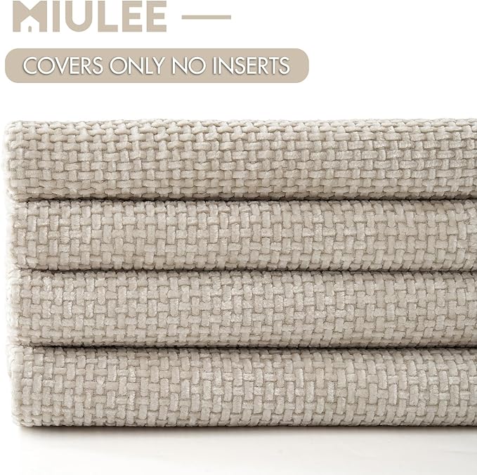 MIULEE Pack of 4 Couch Throw Pillow Covers 16x16 Inch Cream Soft Decorative - Image 6